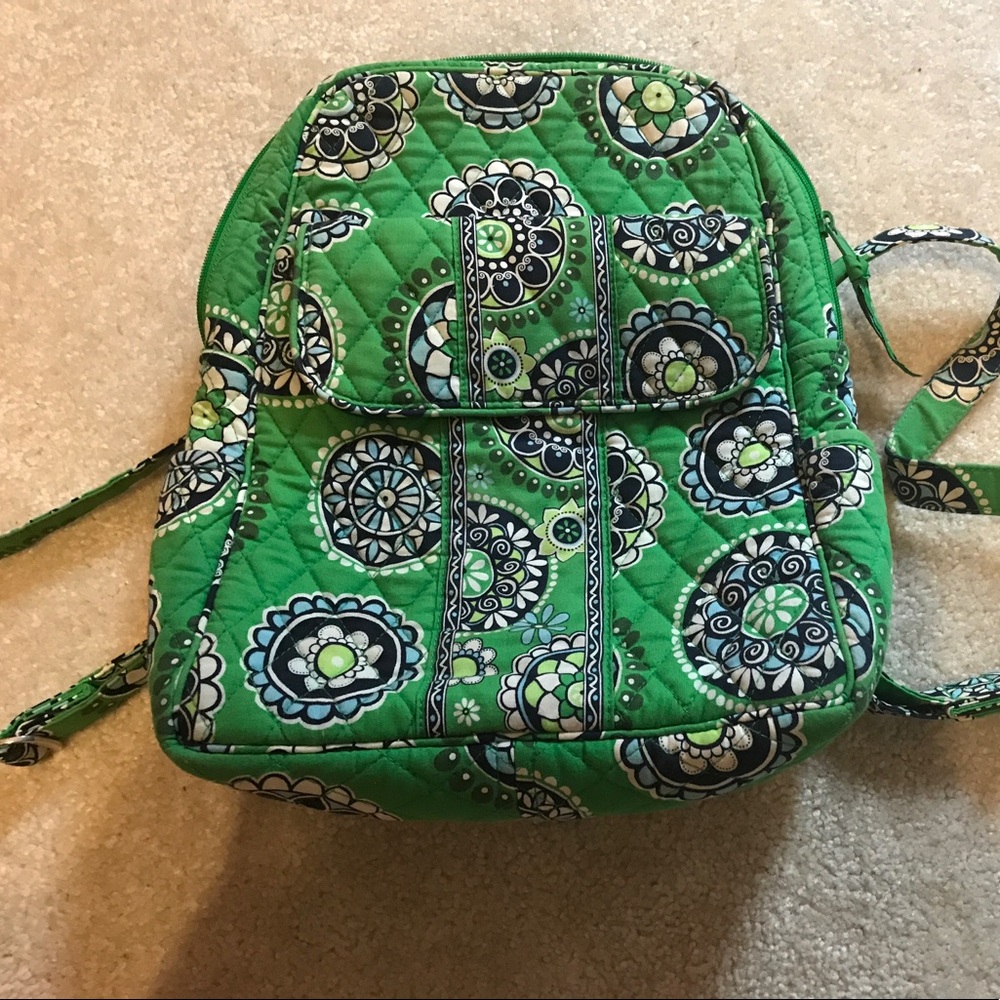 Vera Bradley Green Quilted Floral Print Backpack